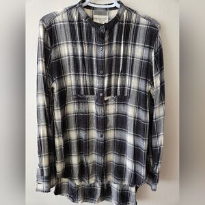 Denim&Supple Ralph Lauren XL Black and White Plaid Shirt With Front Pleats